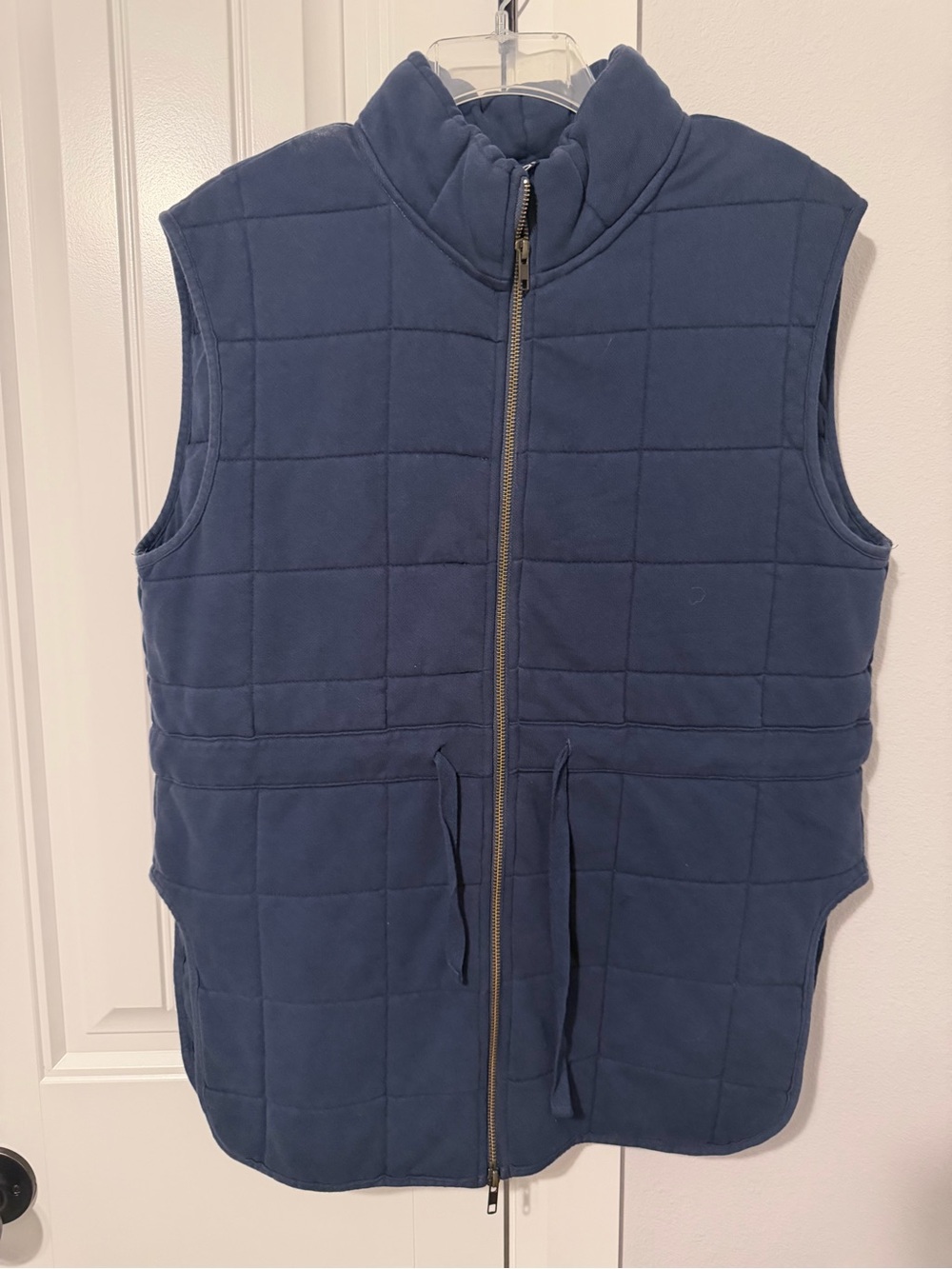 bobi Navy Blue Quilted Sleeveless Vest with Zip Front